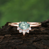 1 Carat Oval Cut Moss Agate Anniversary Ring Puppy Paw Unique Ring